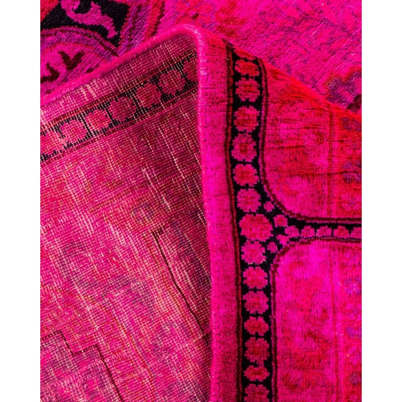 Overton Hand Knotted Wool Vintage Inspired Modern Contemporary Overdyed Pink Area Rug - 8' 0" x 11' 0"