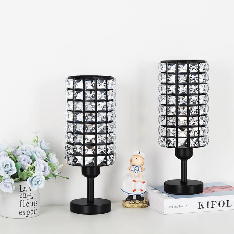 Elegant Decorative Crystal Table Lamp - Black - 2-PCS