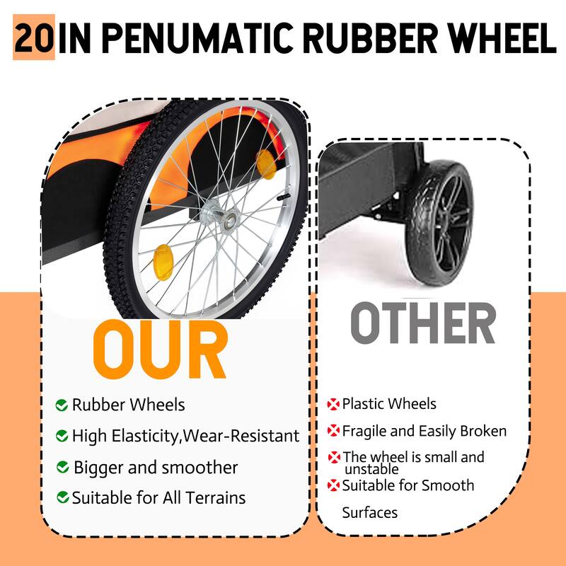 Large Folding Bike Trailer for Dogs, Heavy-Duty Steel Frame, Spacious Design, All-Terrain Cycling, Jogging & Camping Adventure