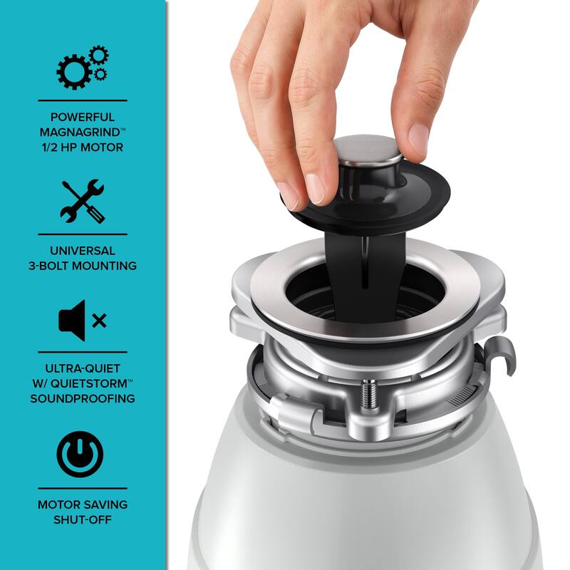 KRAUS WasteGuard Continuous Feed Garbage Disposal for Kitchen Sinks