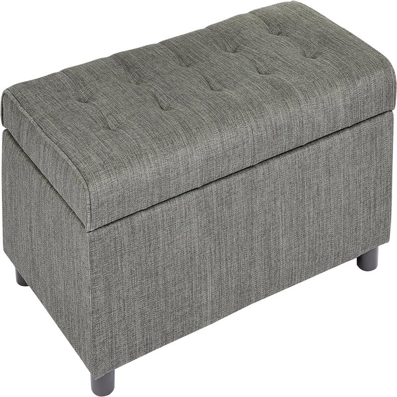 Rectangular Fabric Storage Ottoman Gray