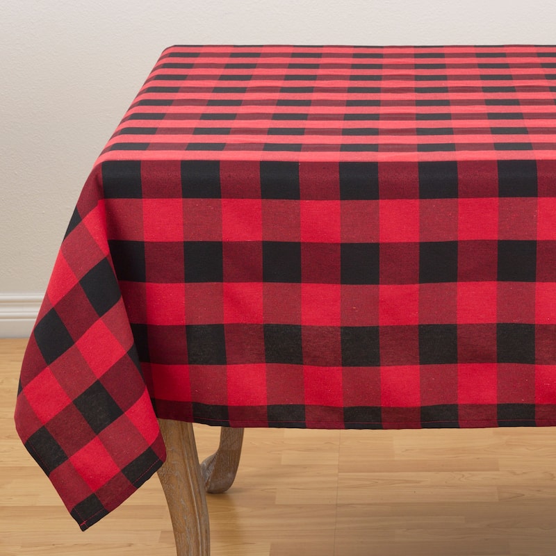 Casual Buffalo Plaid Tablecloth - 70 x 70-Square - Red/Black