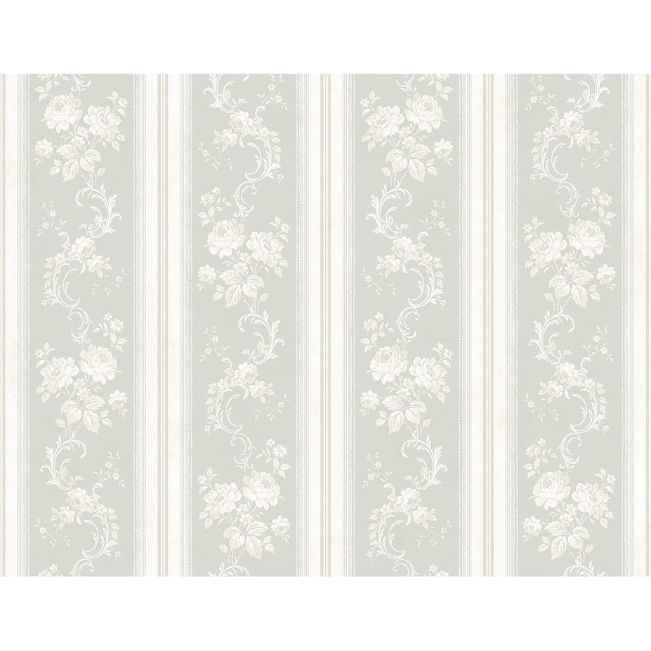 Seabrook Designs Olette Floral Stripe Unpasted Wallpaper