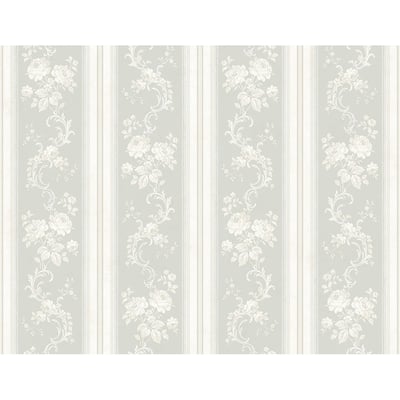 Seabrook Designs Olette Floral Stripe Unpasted Wallpaper