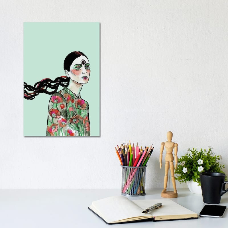 iCanvas "Red And Black Hair III" by Fanitsa Petrou Canvas Print - 12x8x0.75
