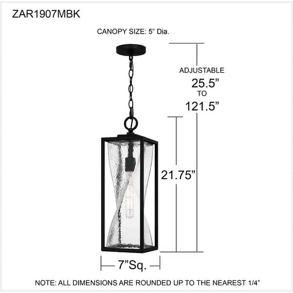 Zarah 1-Light Matte Black Outdoor Hanging Lantern