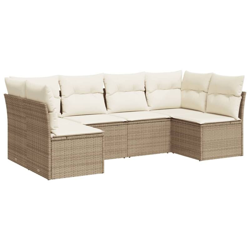 vidaXL Garden Sofa Set Beige Poly Rattan, Powder-Coated Steel, Polyester - 24.4 x 24.4 x 27.2