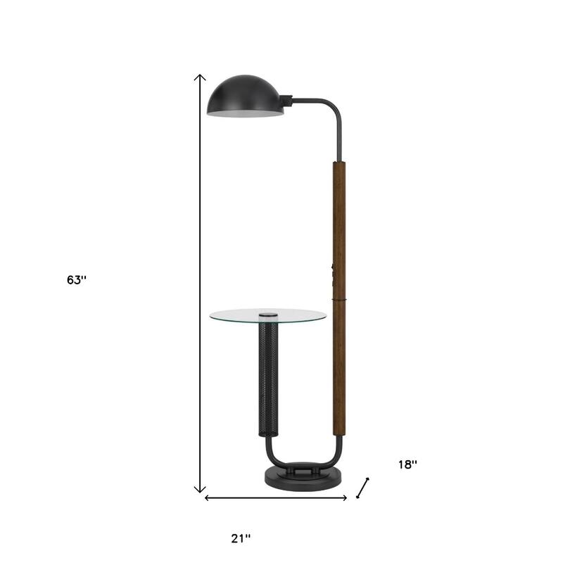 63" Tray Table Floor Lamp with Metal Base and Glass Dome Shade - 18” x 21” x 63”