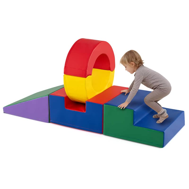 Costway 5 Pieces Foam Climbing Toys, Colorful PU Leather Climbing - as pic shows - See Details