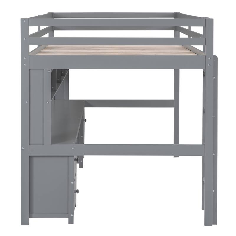 Full Size Loft Bed with Charging Station