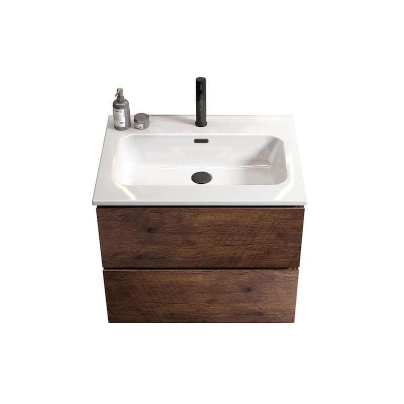 Modern Wall Mounted Bathroom Vanity with Ceramic Sink with 1 Faucet Hole