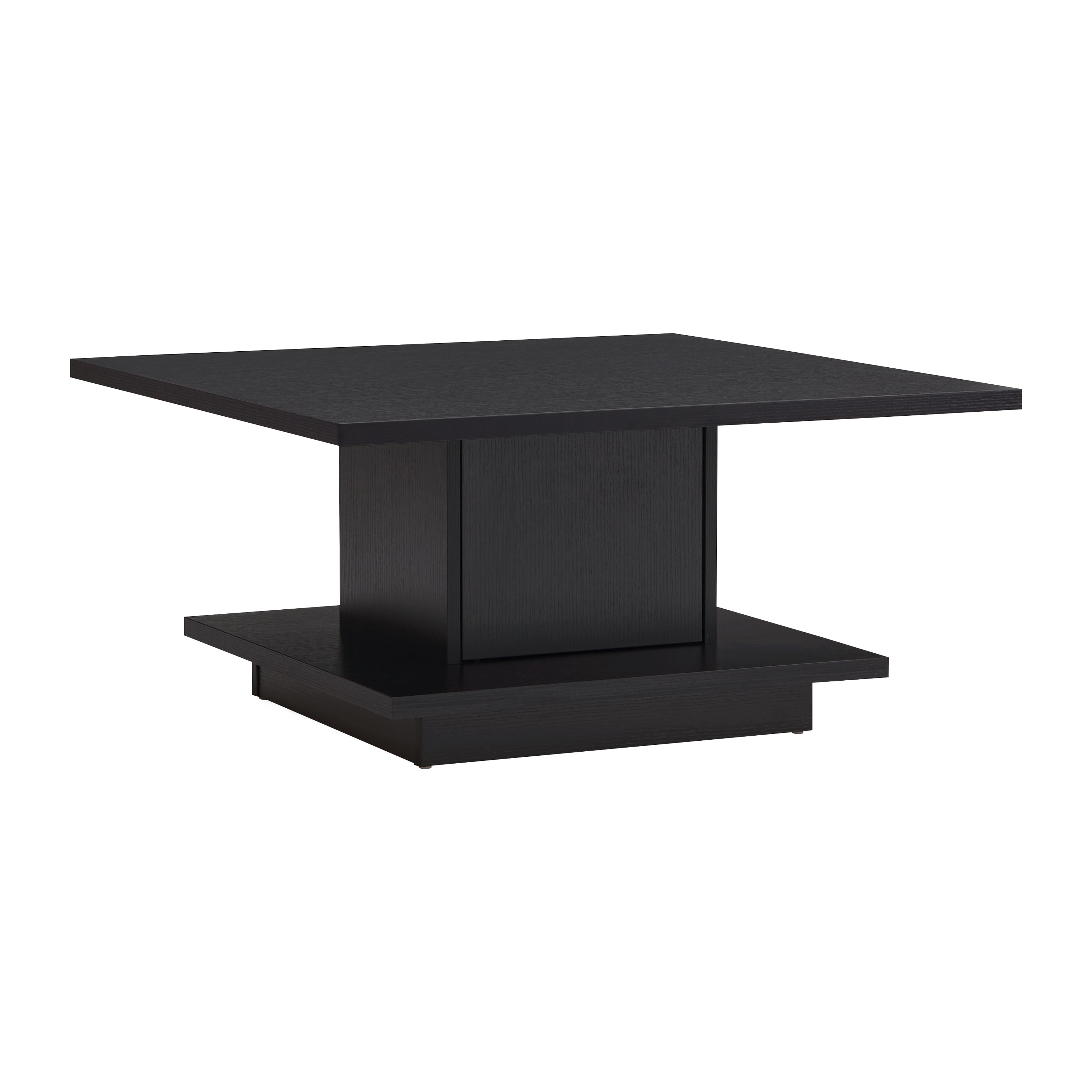 Ross Modern Square Coffee Table with Wrap Around Base Shelf and