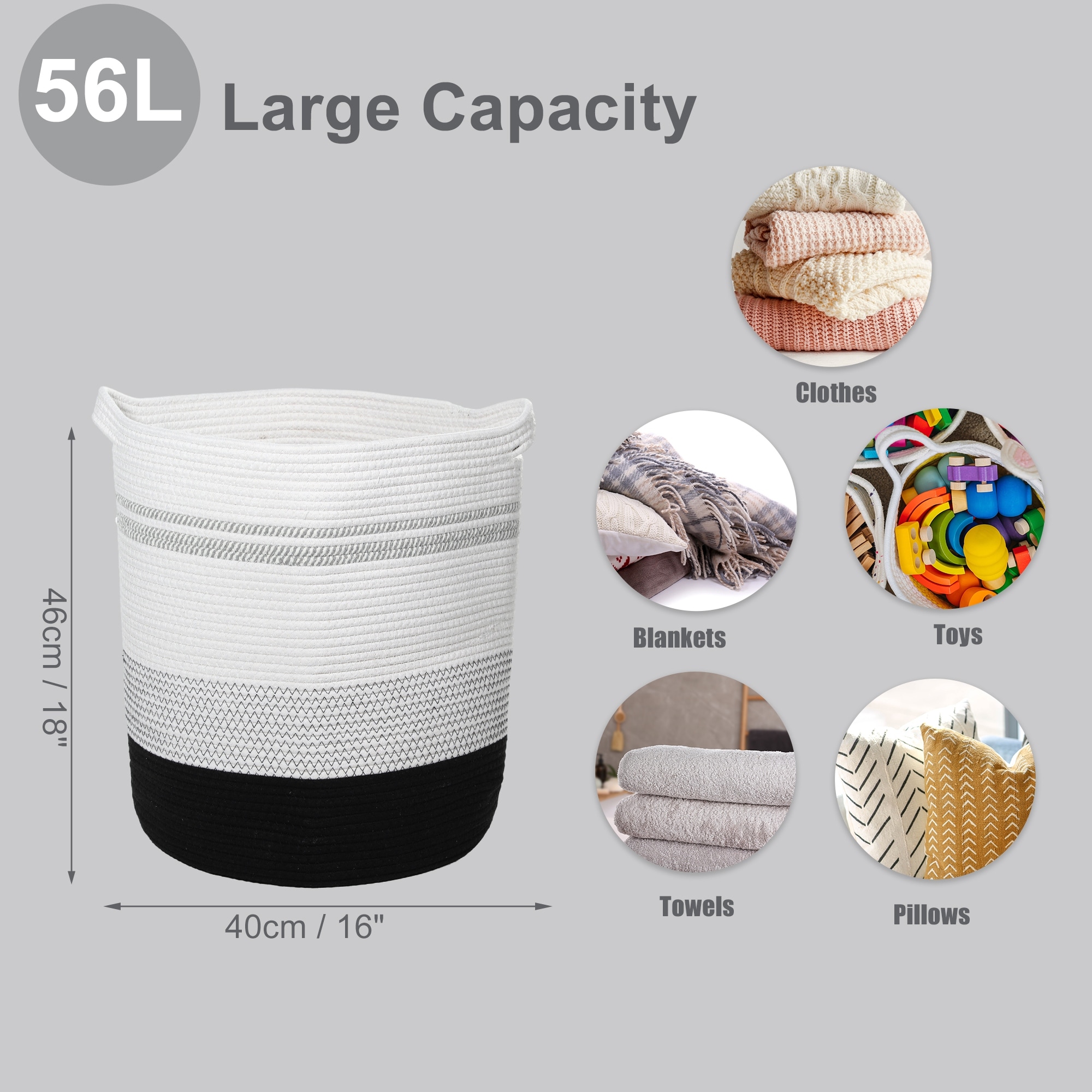 Laundry Basket Hamper, Tall Woven Laundry Basket for Bedroom, Bohemia Laundry Basket