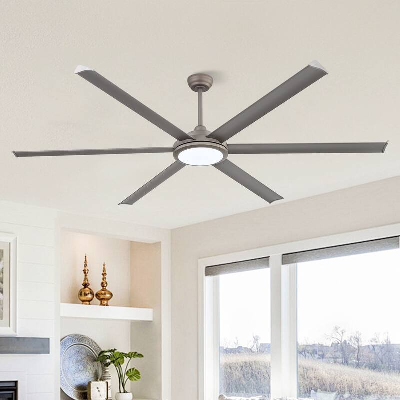 MLiAN 96 In. 6 Aluminium Blades Indoor Ceiling Fan with Light Kit and Remote - 96" - Charcoal Gray