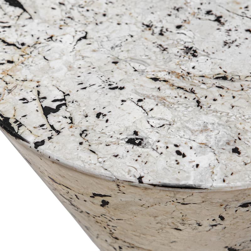Hourglass Stone End Drink Table - 22" - White and Black