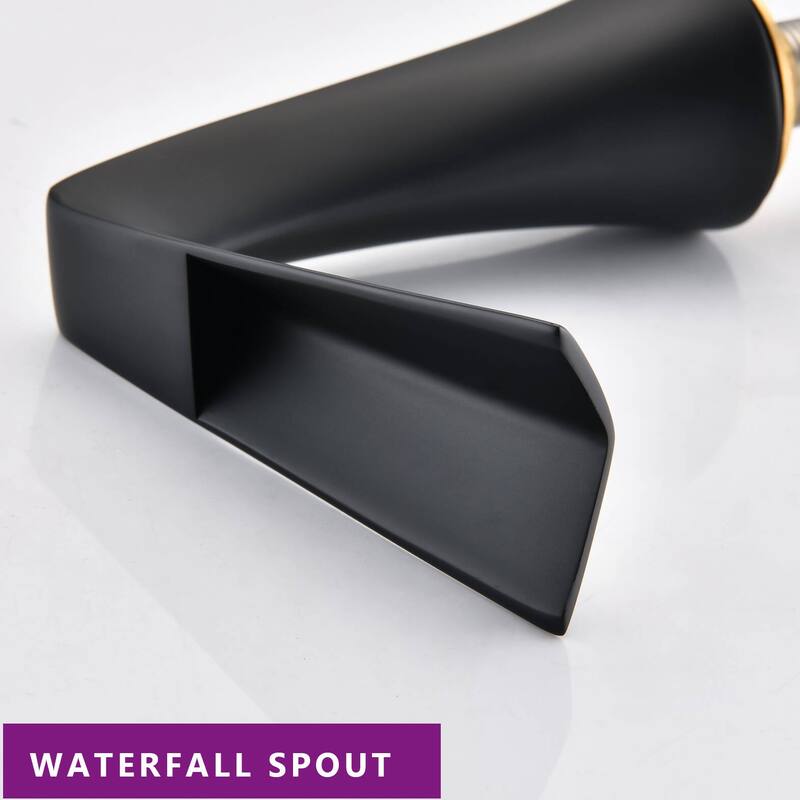 BATHLET 3 Hole 2 Handle Waterfall Bathroom Sink Faucet in Matte Black