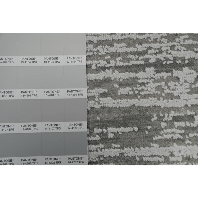 Machine Made Oriental Polyester Carpet Geometric Greys & Charcoal Distressed Area Rug - 7' 5'' X 5' 2''