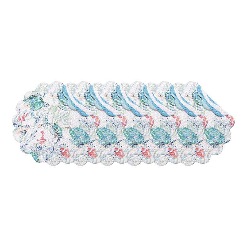 Sea Turtle Cove Round Quilted Placemat Set 6