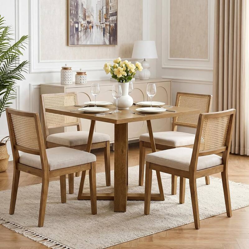 31.5" Small Square Dining Table, Modern Farmhouse Wooden Dinner Kitchen Table for 2-4 - 31.50" W × 31.10" D × 29.53" H