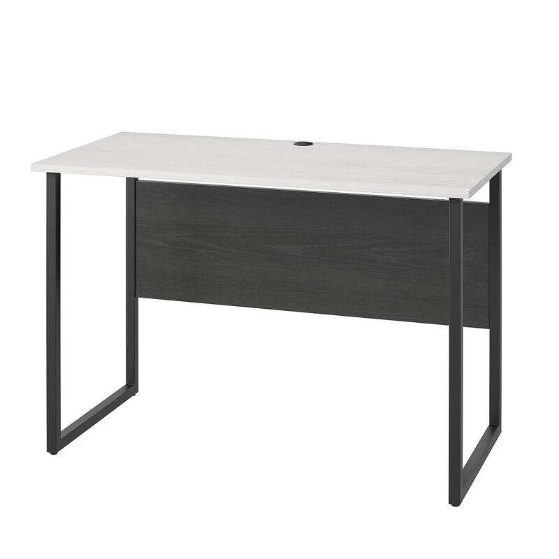 Roomfitters Sorina Writing Desk with U-Shaped Metal Legs and Two-Tone Finish, White and Light Oak