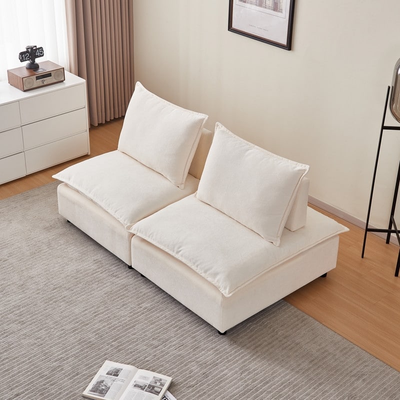Armless Super Soft Chenille Modular Sofa Design (2 & 3 Seater)
