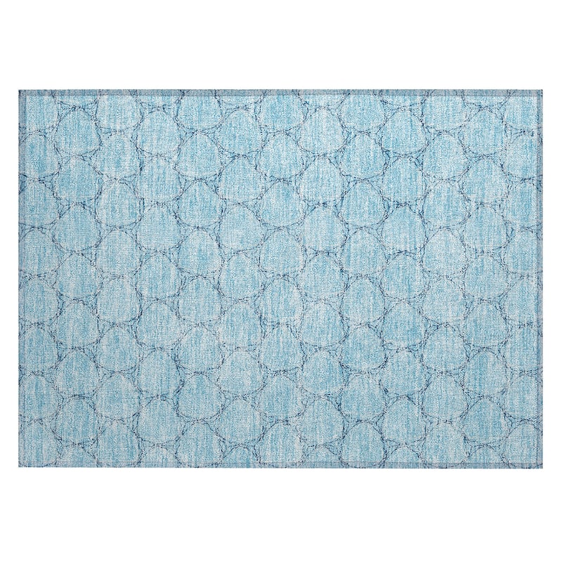 Machine Washable Indoor/ Outdoor Abstract Trellis Chantille Rug