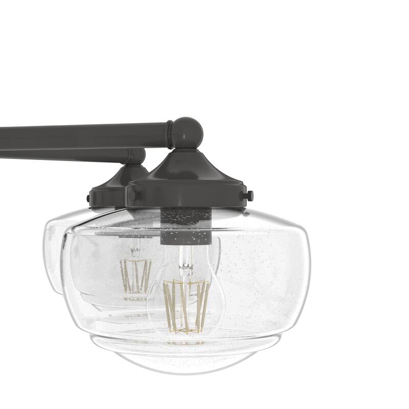 Hunter Saddle Creek Contemporary Schoolhouse Chandelier - Clear or White Glass Globes - Entry, Dining Room, Kitchen Table