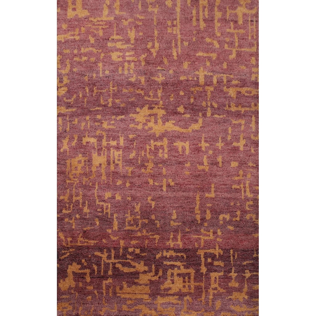 Hand Knotted Oriental 100% Wool Carpet Modern Abstract Purples Gabbeh Area Rug - 6' 4'' X 4' 7''