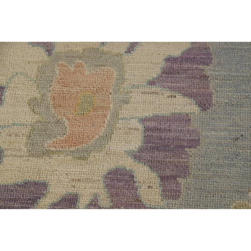 Hand Knotted Oriental 100% Wool Carpet Transitional All-Over Navy Blue & Blues Oushak Area Rug - 9' 11'' X 8' 2''