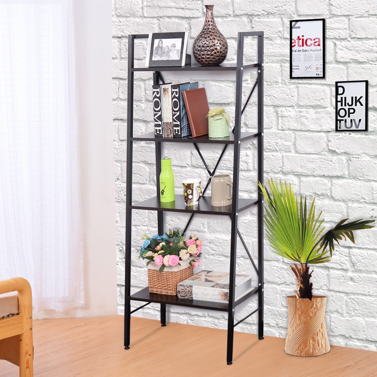 Shop Costway 24 Wide 4 Tier Ladder Bookshelf Bookcase Storage