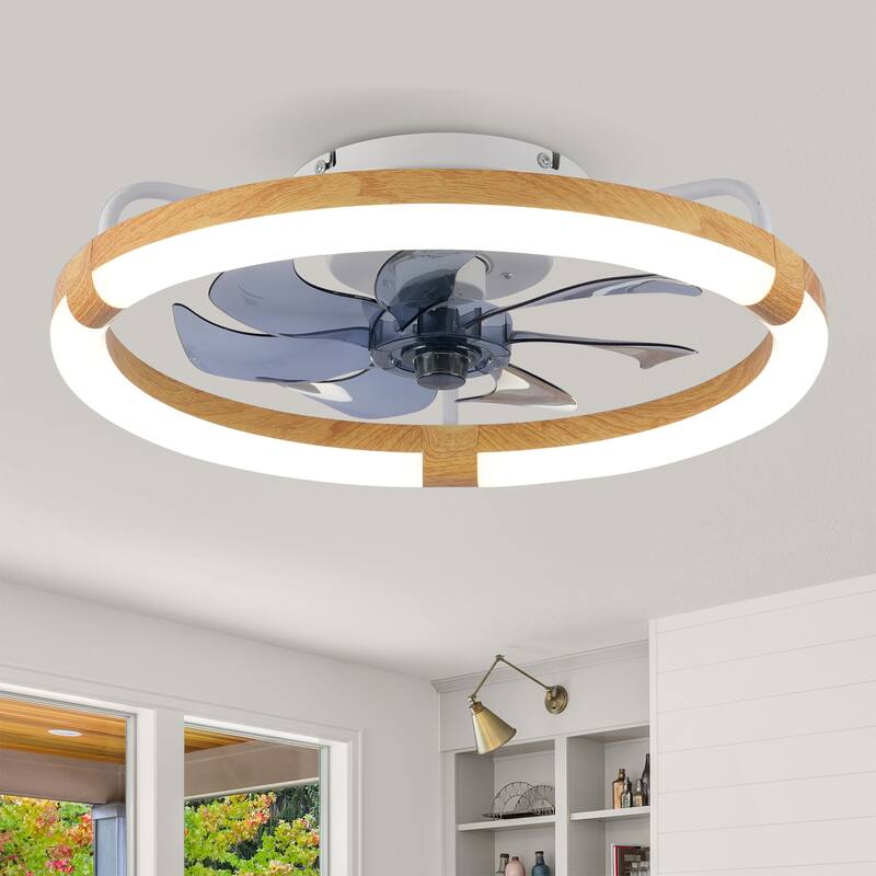 Sofucor 20 Inch Low Profile Ceiling Fan,Dimmable LED Ceiling Fans with Lights and Remote,Modern Flush Mount Fandelier Fans Light