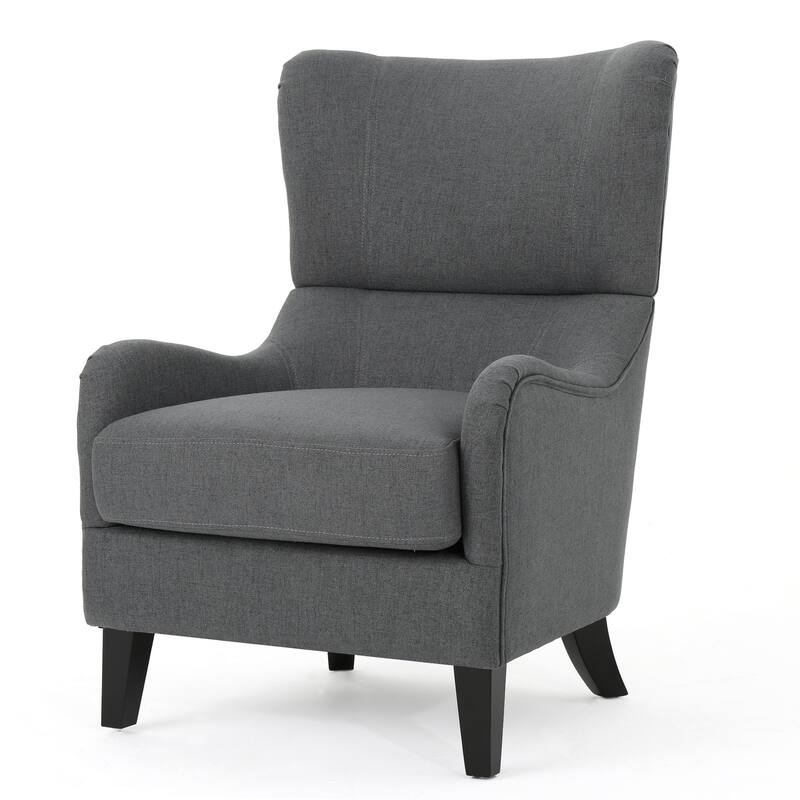 Modern 27" High Back Accent Chair with Birch Wood Legs and Wing Back for Living Room
