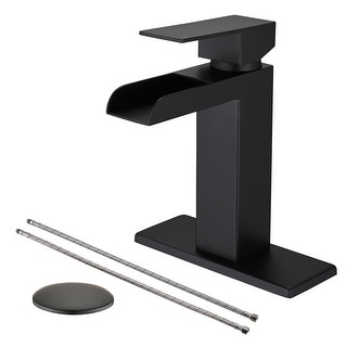 YASINU Waterfall Single Handle Bathroom Faucet with Pop-up Assembly Overflow Drain