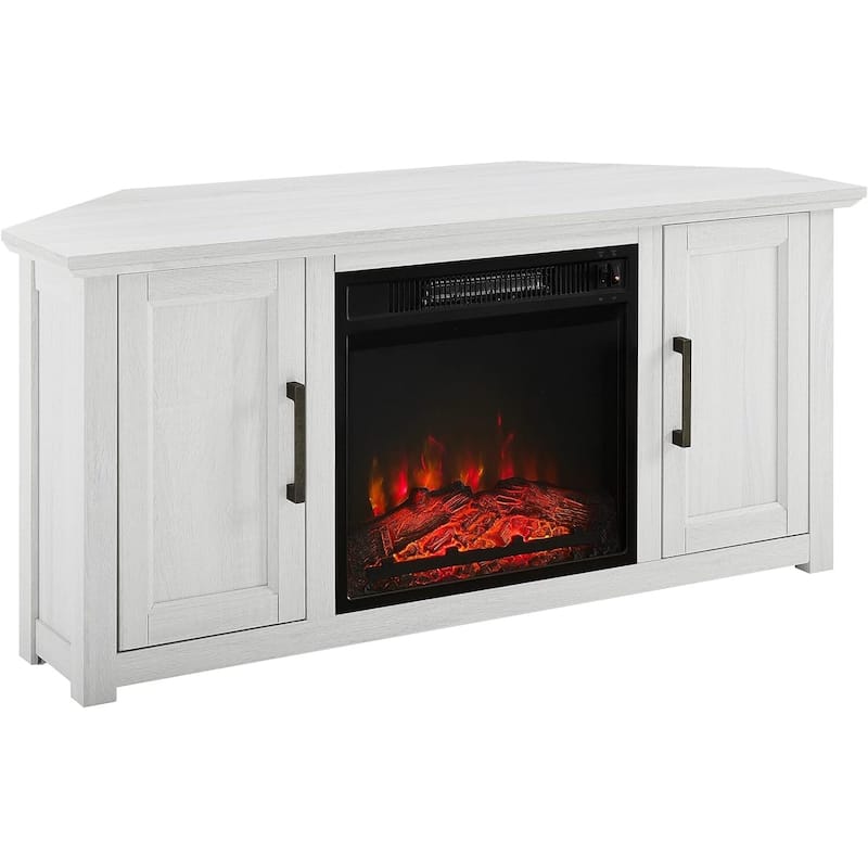 47.75 in. Freestanding Wood Smart Electric Fireplace TV Stand in White with sturdy wood-look design