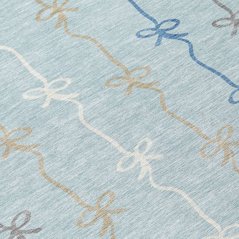 Machine Washable Indoor/ Outdoor Modern Bow Stripe Chantille Rug