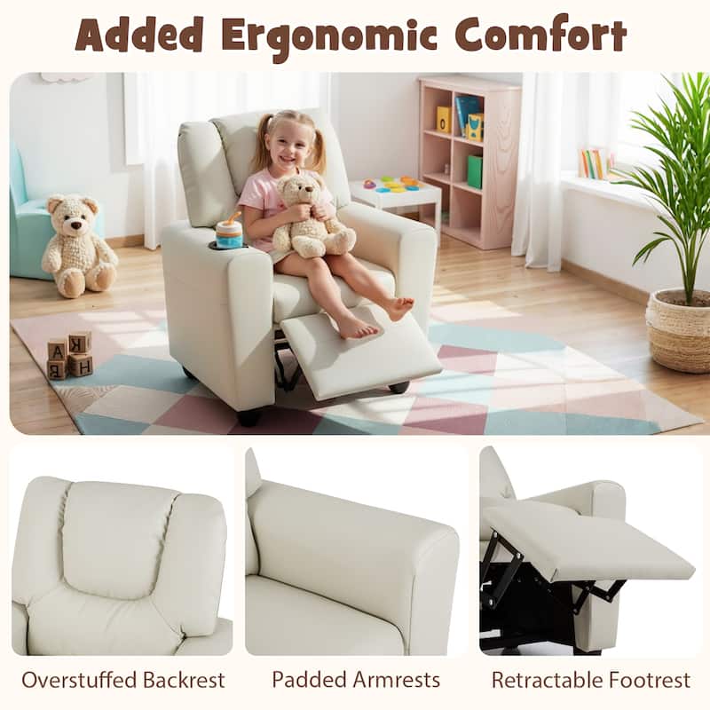 Costway Kids Recliner Chair with Cup Holder & Side Pocket Adjustable