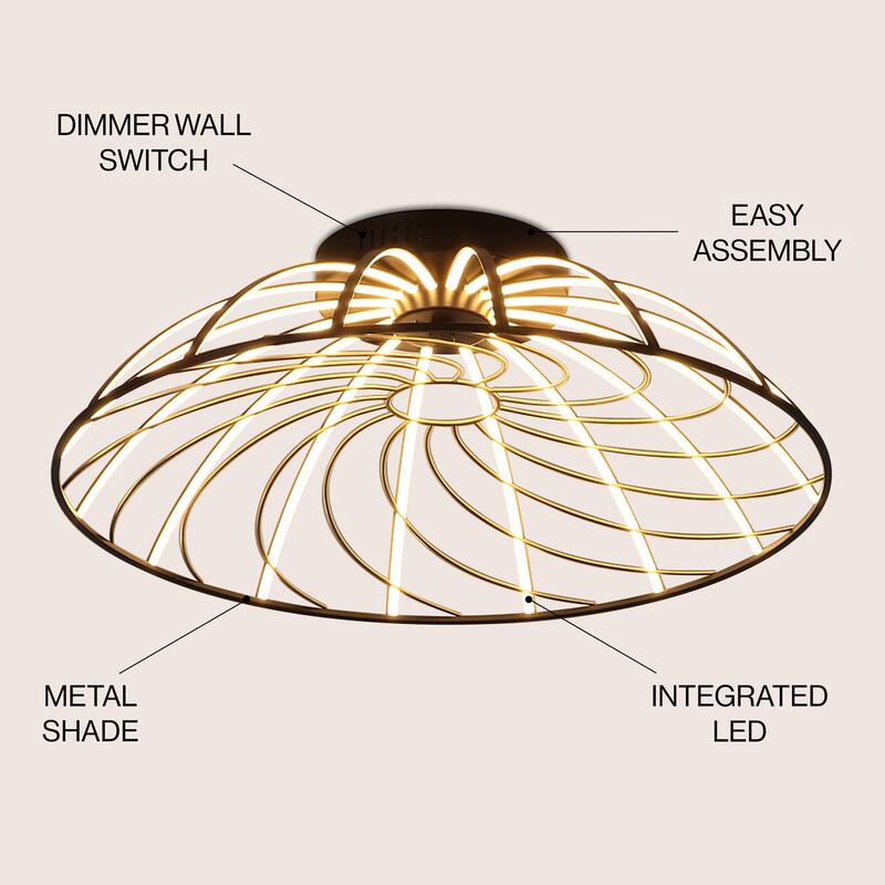 Dimmable Stripe Half-Cage Integrated LED Flush Mount, By JONATHAN Y - 1-Light