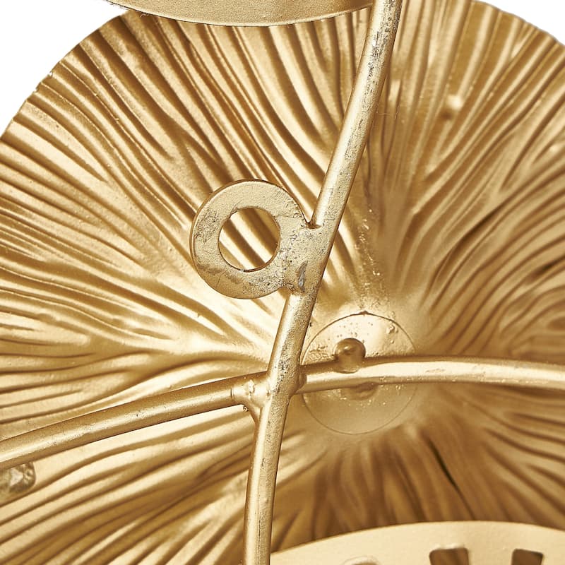Metal Floral Textured Overlapping Disk Home Wall Decor with Cutouts - Gold - Roche River Decor