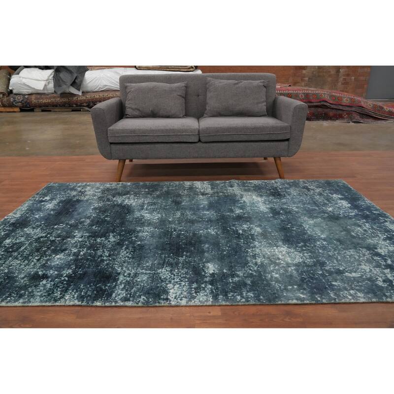 Hand Knotted Oriental Viscose Silk Carpet Modern All-Over Multi-Colored Abstract Area Rug - 7' 11'' X 4' 11''