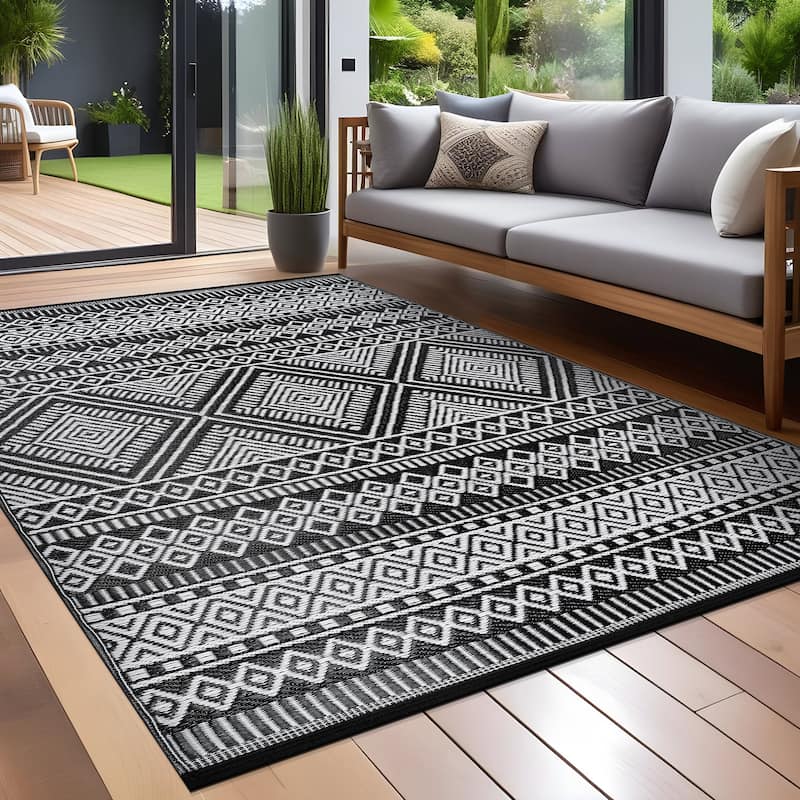 Beverly Rug Reversible Mats Plastic Outdoor Rug for Camping, Patio, Backyard, RV, Picnic, Deck
