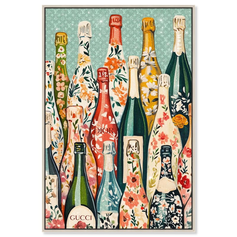 Floral Collection Bottles II Canvas by Art Remedy - Silver - 30" x 45"
