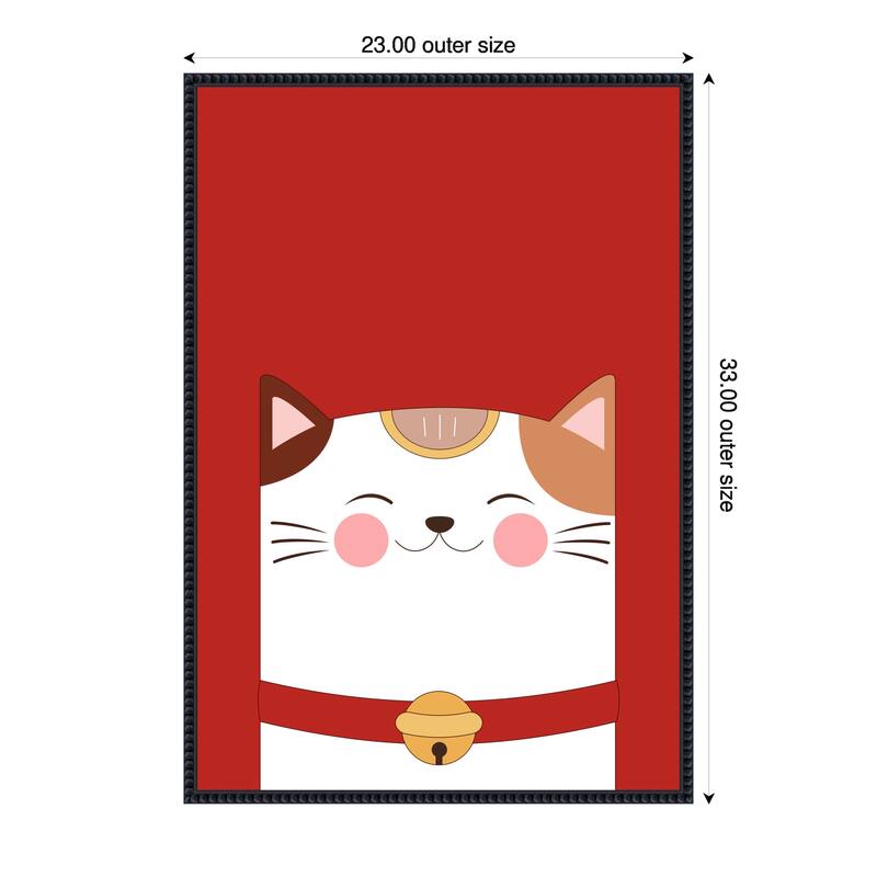 Good Luck Charm Cat by Xuan Thai Framed Canvas Wall Art Print - 23 x 33 in