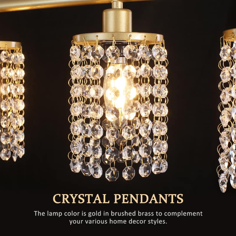 5-Light Modern Pendant Light with Crystal Shade for Dining Room
