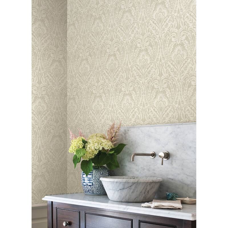 A-Street Prints Berkshire Beige Damask Wallpaper
