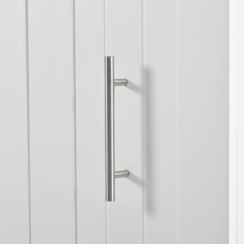 Rubber Wood Top Rolling Kitchen Cart with Barn Door Storage and Towel Rack Adjustable Shelves - 43.3”L x 17.7”W x 37”H
