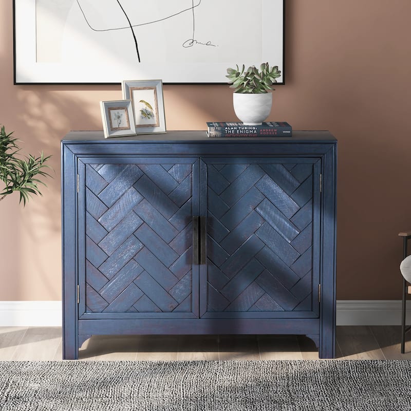 Modern Console Table Sofa Table for Living Room with 2 Shelves - Antique Blue