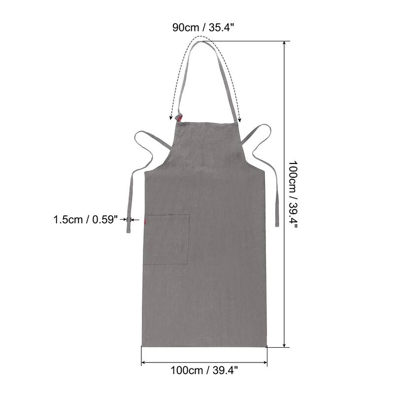 Kitchen Aprons, Adjustable Bib Kitchen Apron w Pockets for Women Men - 100x100cm - Grey