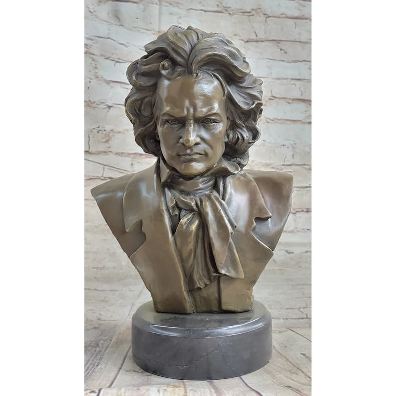 Ludwig Van Beethoven Clical Composer Bronze Metal Bust Statue Sculpture Art