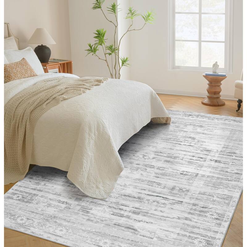 DriftAway Area Rug Washable Rugs for Living Room Non Slip Rubber Backing Low Pile Non Shedding Boho Foldable Vintage Rugs