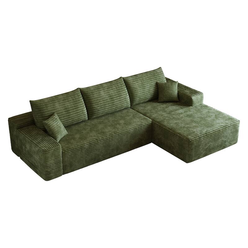 Cloud Sectional Couch with L-Shaped Chaise, Modular 3 Seat Corner Sectional Sofa, Corduroy Upholstered Sleeper Sofa